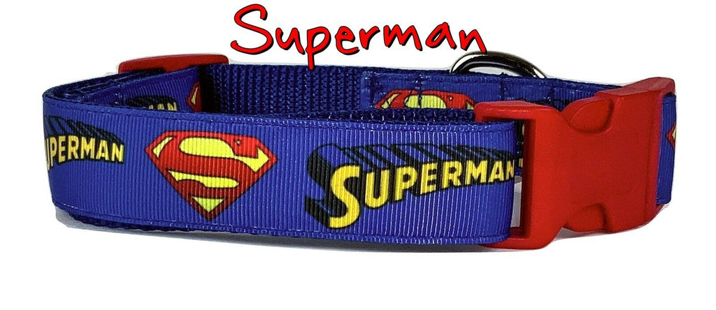 Superman dog collar handmade adjustable buckle collar 1" or 5/8" wide or leash Petcollarshandmade