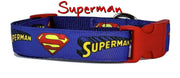 Superman dog collar handmade adjustable buckle collar 1" or 5/8" wide or leash