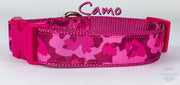 Pink Camo dog collar handmade adjustable buckle 1" or 5/8" wide or leash hunting Petcollarshandmade