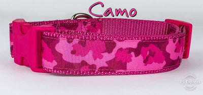 Pink Camo dog collar handmade adjustable buckle 1