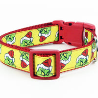 The Grinch dog collar handmade adjustable buckle collar 1"wide or leash Xmas