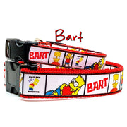 Bart/Simpsons dog collar handmade adjustable buckle 1"or 5/8" wide or leash Petcollarshandmade