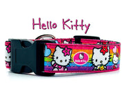 Hello Kitty dog collar Handmade adjustable buckle collar 1" wide or leash Petcollarshandmade