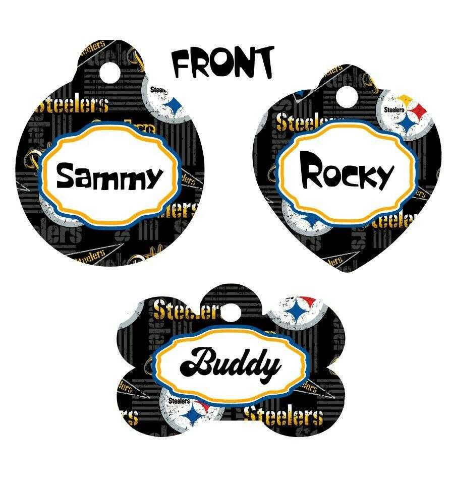 Pet ID Tag Steelers NFL Personalized Custom Double Sided Pet Tag w/name & number - Furrypetbeds