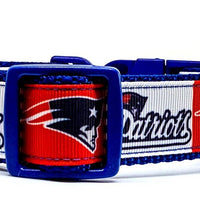 Patriots dog collar handmade adjustable buckle collar football 1" wide or leash Petcollarshandmade