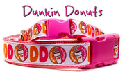 Dunkin Donuts dog collar handmade adjustable buckle 1"or 5/8" wide or leash Petcollarshandmade