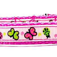 Butterfly cat or small dog collar 1/2" wide adjustable handmade bell or leash