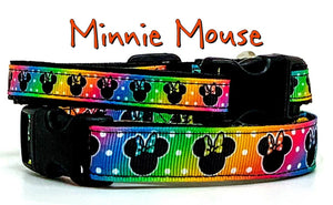 Minnie Mouse cat & small dog collar 1/2" or 5/8" wide adjustable bell or leash