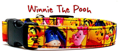 Winnie The Pooh dog collar handmade adjustable buckle collar 5/8