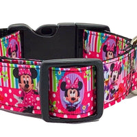 Minnie Mouse Dog collar handmade adjustable buckle collar 1" wide or leash Petcollarshandmade