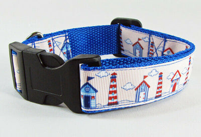 Lighthouse dog collar handmade adjustable buckle collar 1