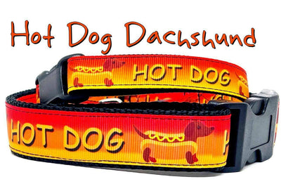 Hot Dog Dachshunds dog collar handmade adjustable buckle 1