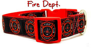 Fire Dept. dog collar Handmade adjustable buckle collar 1" or 5/8" wide or leash Petcollarshandmade