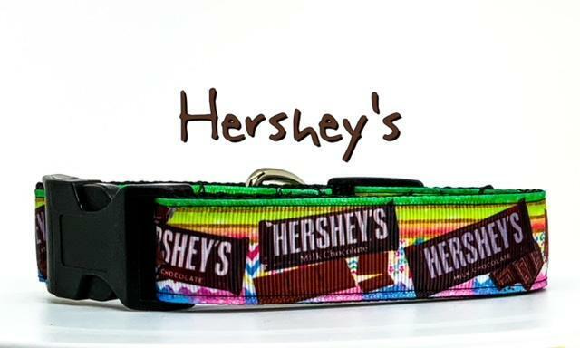 Hershey's Chocolate Bar dog collar handmade adjustable 1" or 5/8" wide or leash Petcollarshandmade