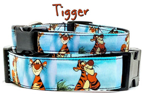 Tigger Winnie the Poo dog collar adjustable buckle 1"or 5/8" wide or leash