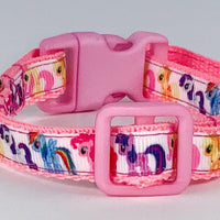 My Little Pony cat & small dog collar 1/2"wide adjustable handmade bell or leash Petcollarshandmade