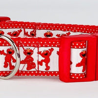 Elmo dog collar handmade adjustable buckle collar 1" wide or leash Petcollarshandmade