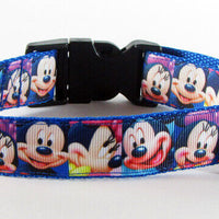 Mickey Mouse dog collar handmade adjustable buckle 1" or 5/8" wide leash Petcollarshandmade