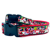 Mickey Christmas dog collar handmade adjustable buckle 1" or 5/8" wide or leash Petcollarshandmade