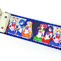 Sailor Moon Key Fob Wristlet Keychain 1"wide Zipper pull Camera strap handmade - Furrypetbeds