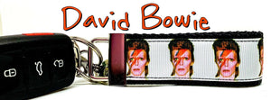 David Bowie Key Fob Wristlet Keychain 11/4"wide Zipper pull Camera strap - Furrypetbeds