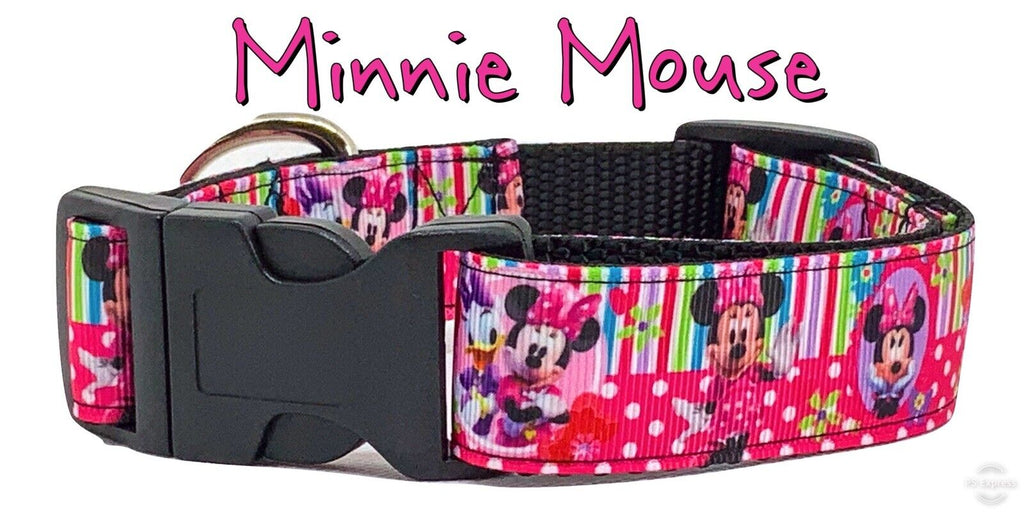 Minnie Mouse Dog collar handmade adjustable buckle collar 1" wide or leash Petcollarshandmade