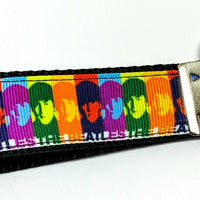 The Beatles Key Fob Wristlet Keychain 1"wide Zipper pull Camera strap handmade - Furrypetbeds
