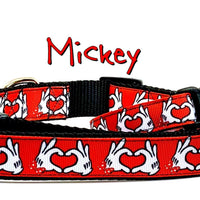 Mickey Mouse dog collar Handmade adjustable buckle 1"or 5/8"wide or leash Petcollarshandmade