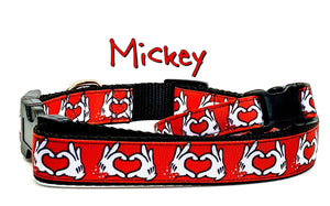 Mickey Mouse dog collar Handmade adjustable buckle 1"or 5/8"wide or leash Petcollarshandmade