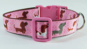 Dachshund dog collar handmade adjustable buckle collar 1" wide or leash Petcollarshandmade