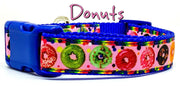 Donuts dog collar handmade adjustable buckle collar 1" wide or leash