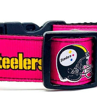 Steelers girl dog collar handmade adjustable buckle 1" or 5/8" wide or leash Petcollarshandmade