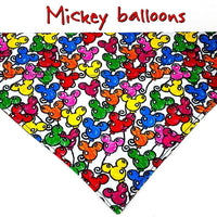 Mickey Balloons Dog Bandana, Over the Collar dog bandana, Dog collar bandana