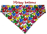 Mickey Balloons Dog Bandana, Over the Collar dog bandana, Dog collar bandana Petcollarshandmade