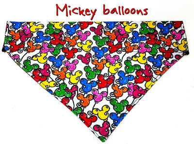 Mickey Balloons Dog Bandana, Over the Collar dog bandana, Dog collar bandana Petcollarshandmade