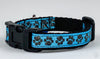 Sparkle Paw Print Cat or small dog collar 1/2"wide adjustable handmade or leash Petcollarshandmade