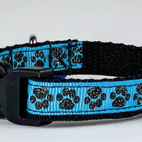 Sparkle Paw Print Cat or small dog collar 1/2"wide adjustable handmade or leash Petcollarshandmade