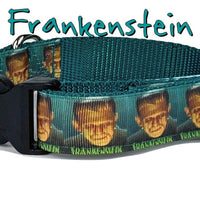 Frankenstein Dog collar Handmade adjustable buckle collar 1" wide or leash