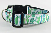 Cactus dog collar handmade adjustable buckle collar 1"wide leash