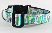 Cactus dog collar handmade adjustable buckle collar 1" wide leash Petcollarshandmade