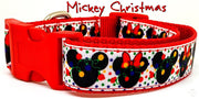 Mickey Christmas dog collar handmade adjustable buckle 1" or 5/8" wide or leash Petcollarshandmade