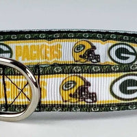 Packers dog collar handmade adjustable buckle collar 5/8" wide or leash fabric - Furrypetbeds