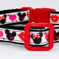 Mickey Mouse cat & small dog collar 1/2" wide adjustable handmade bell or leash