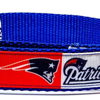 Patriots dog collar handmade adjustable buckle collar football 1" wide or leash Petcollarshandmade