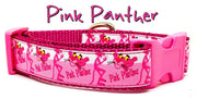 Pink Panther dog collar handmade adjustable buckle collar 1" wide or leash Petcollarshandmade