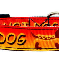 Hot Dog Dachshunds dog collar handmade adjustable buckle 5/8" wide or leash
