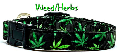 Weed/Herbs dog collar handmade adjustable buckle collar 5/8