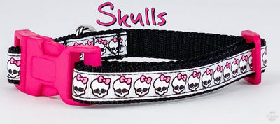 Skulls cat or small dog collar 1/2