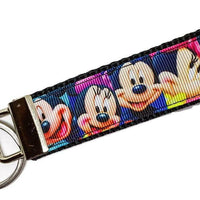 Mickey Mouse Key Fob Wristlet Keychain 1"wide Zipper pull Camera strap handmade - Furrypetbeds
