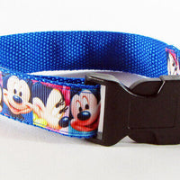 Mickey Mouse dog collar handmade adjustable buckle 1" or 5/8" wide leash Petcollarshandmade